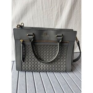 Kate Spade Grey Pebbled Perforated Perri Lane Romy Satchel Crossbody Bag